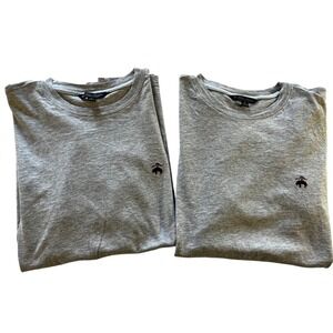Brooks Brothers Mens Small Supima Cotton T-Shirt Heathered Grey Navy Logo x2 EUC